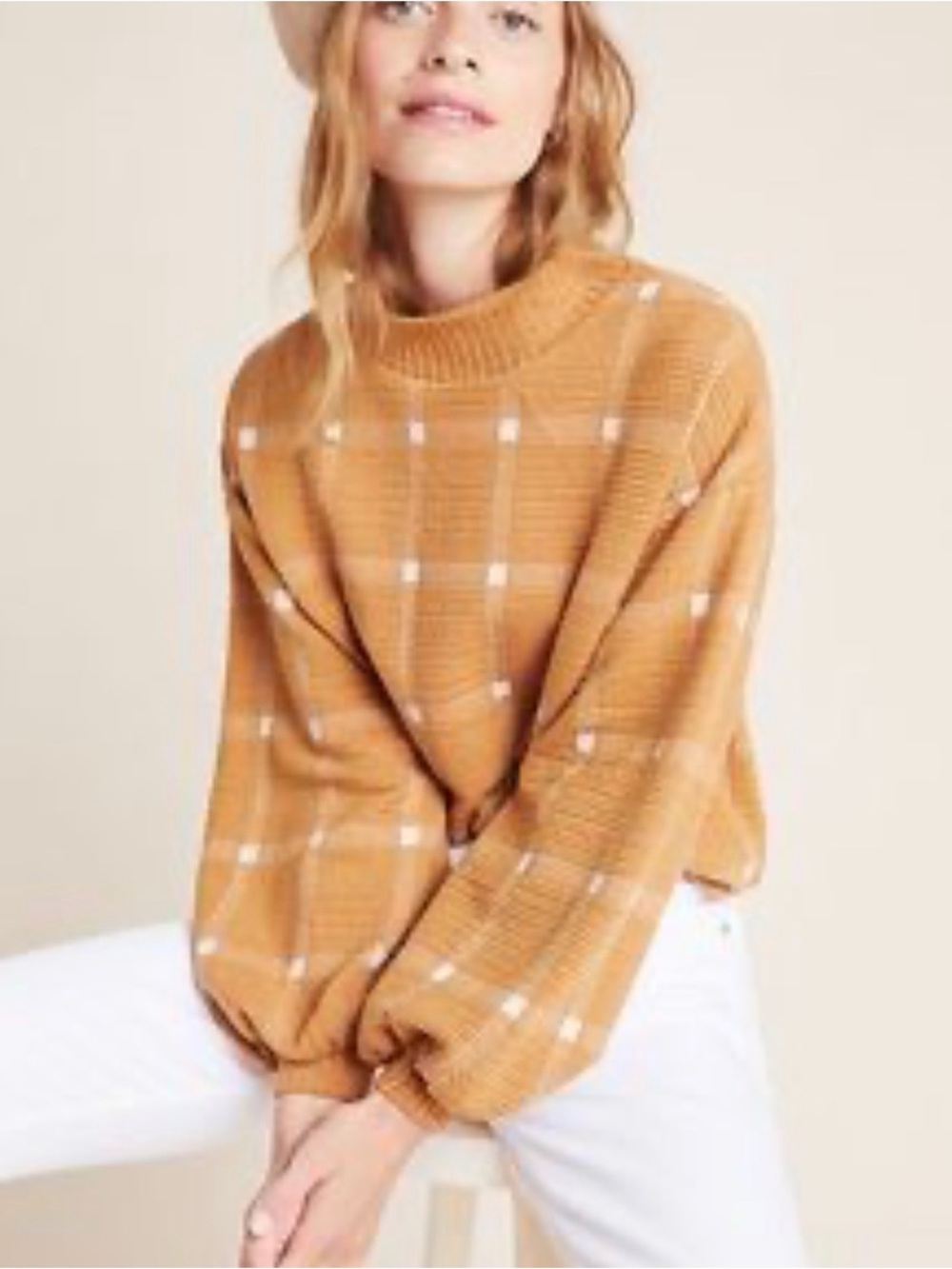 Anthropologie Porridge Plaid Mock Neck Sweatshirt.
